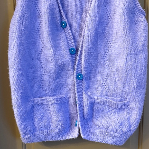 Lavender Knit Vest with Blue Buttons - Picture 4 of 7